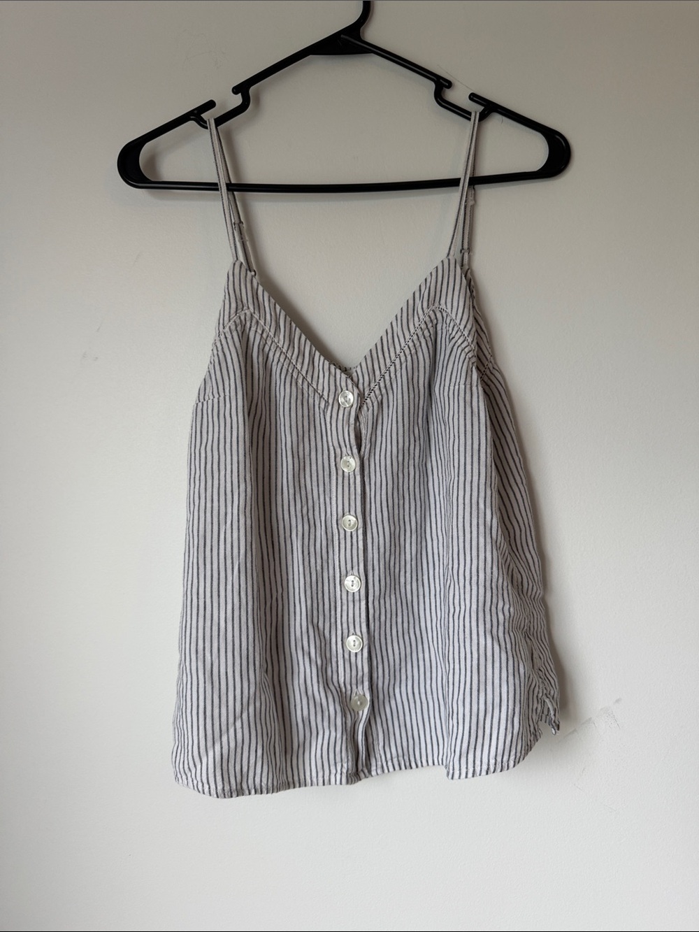 Abercrombie & Fitch Gray/blue and White Striped Button-Front Cami